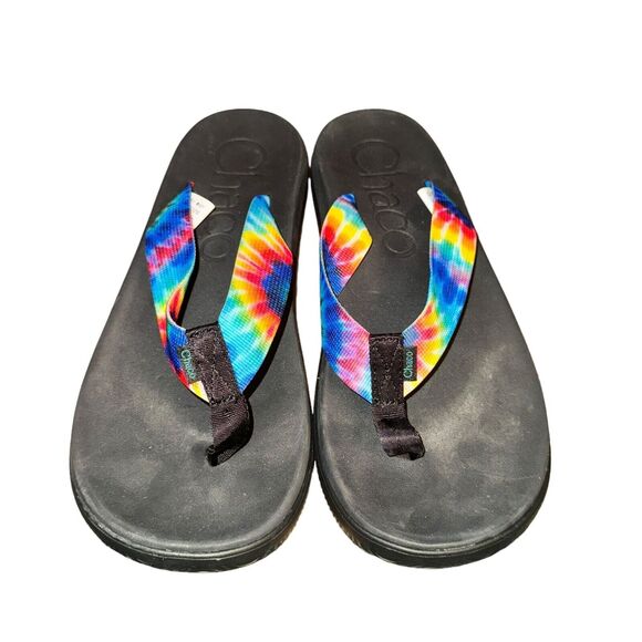 Chaco Chillos Flip Flops Women's Size 11 Rainbow Tie Dye Thong Sandals Shoes - Picture 1 of 9
